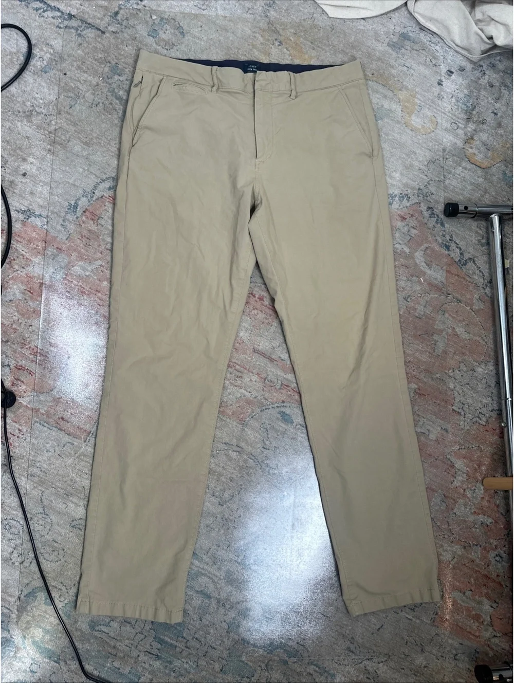 J Crew Tech Pant 770 Straight Mens 35x32 Khaki Chino Flat Front Stretch Tan